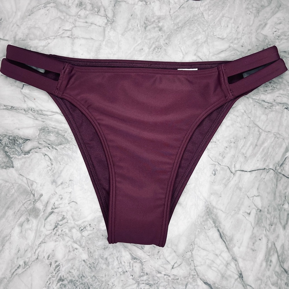 Abercrombie & Fitch Strappy Cheeky Bikini Bottom Dark Maroon Size Small